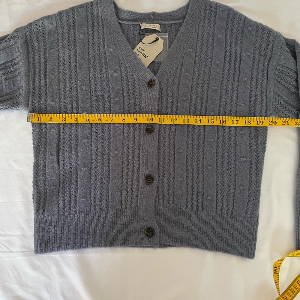 Active USA Blue Button Front Cardigan - NWT - Picture 8 of 12